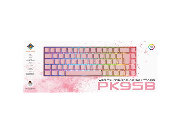 DG PK95R Mekanisk Tastatur (65%) - Rosa Lavprofil, RGB, Kailh Red switches