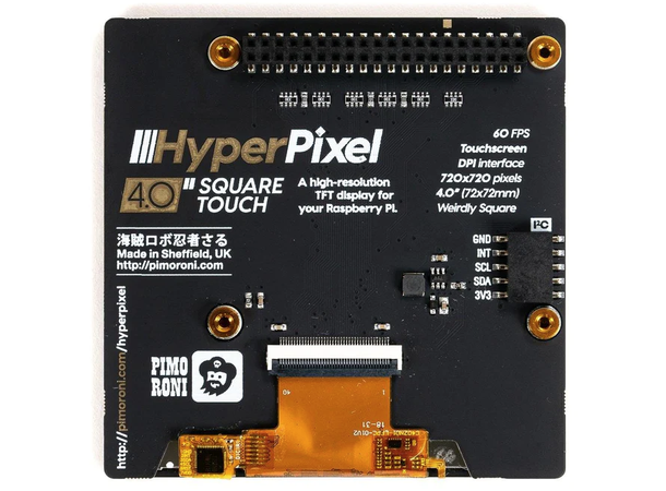 HyperPixel 4.0" IPS Display - Square 720x720, for Raspberry Pi. UTEN TOUCH