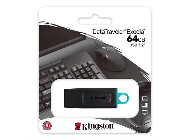 Kingston 64GB Data Traveler Exodia Minnepenn, USB 3.2