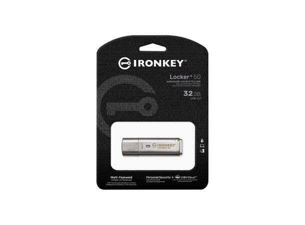 Kingston IronKey Locker+ 50 XTS-AES 32GB 32GB, USB 3.2 Gen 1, 145/115MB l/s