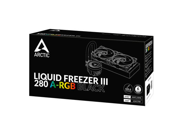 Arctic Cooling Liquid Freezer III 280RGB ARGB, 280mm, 200-1700RPM, 72.8CFM, Black