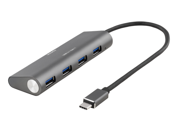 DELTACO 4-Port USB Hub 3.1 Type C, alu 4x USB 3.1 gen 1, 18W, 3.6A