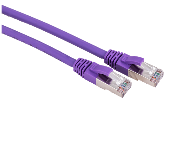 Nettverkskabel S/FTP Cat6a 1,5m Lilla 1,5m, 500MHz Delta-certified, PIMF, LSZH