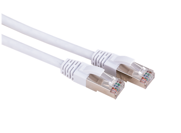 Nettverkskabel S/FTP Cat6a 1,5m hvit 1,5m, 500MHz Delta-certified, PIMF, LSZH