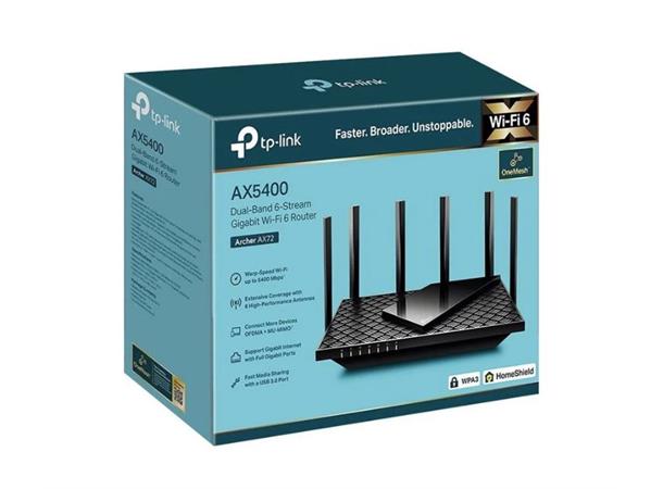 TP-Link Archer AX72 WiFi 6 Router AX5400, USB 3.0, Dual-Band