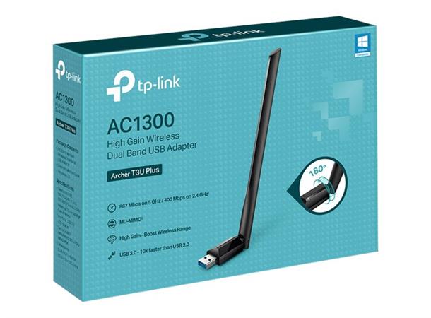 TP-Link Archer T3U Plus WiFi USB Adapter AC1300, Dual Band, USB 3.0, MU-MIMO
