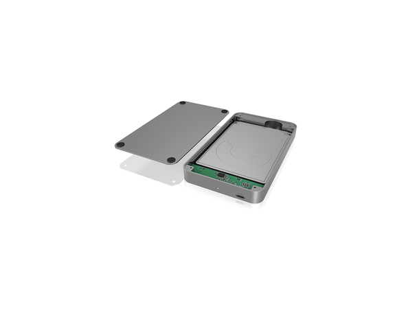 USB-C 3.1 (Gen2) 2,5" HDD/SSD kabinett aluminium, max 9,5mm, 10Gbps