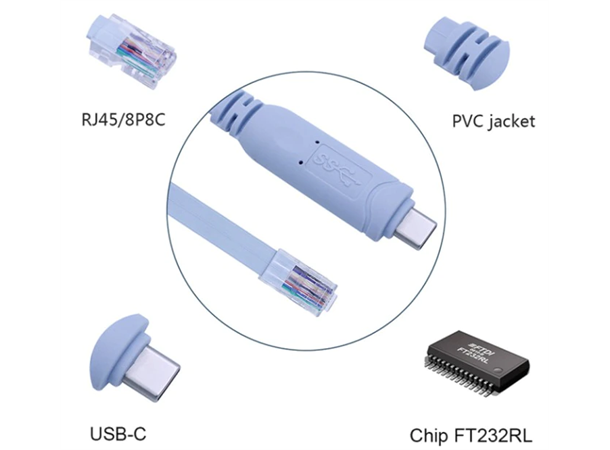 Cisco 6ft Console Cable (RJ45 & USB-C) FTDI chip, USB RS232RL-RJ45 konsollkabel