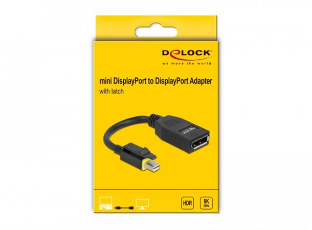 Delock MiniDP M to DP F 1.4 Adapter 32.4 Gb/s, 8K@60Hz DSC, 15cm
