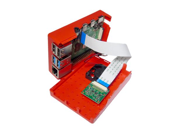 Raspberry Pi 4 Lego Case Med viftegrill, Rød