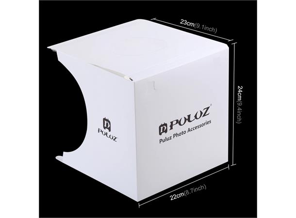 Puluz Sammenleggbar Lightbox 22x23x24cm, med LEDs