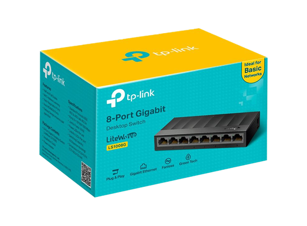 TP-Link Gigabit Desktop Switch 10/100/1000Mbps, 8 porter, un-managed