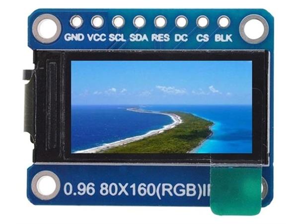 0.96" LCD fargeskjerm (80x160) SPI, med rett og vinklet header