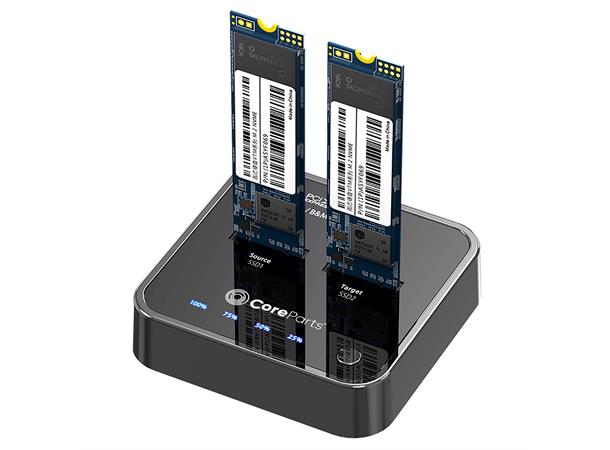 CoreParts M.2 NVMe klonestasjon (USB-C) - støtter opp til 2TB m.2 NVMe-disker
