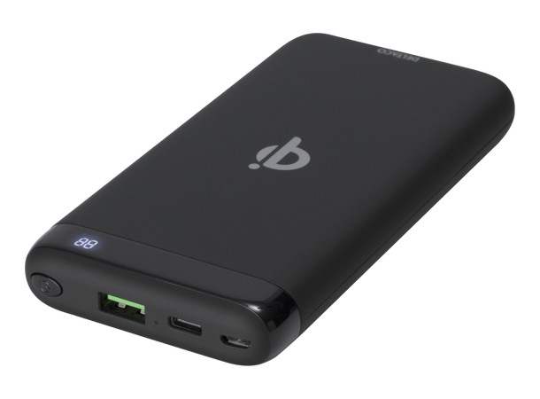 Deltaco PowerBank med Qi 10000mAh Qi, 1x USB-A hurtiglading, 1x USB-C PD