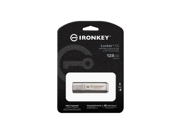 Kingston IronKey Locker+50 XTS-AES 128GB 128GB, USB 3.2 Gen 1, 145/115MB l/s
