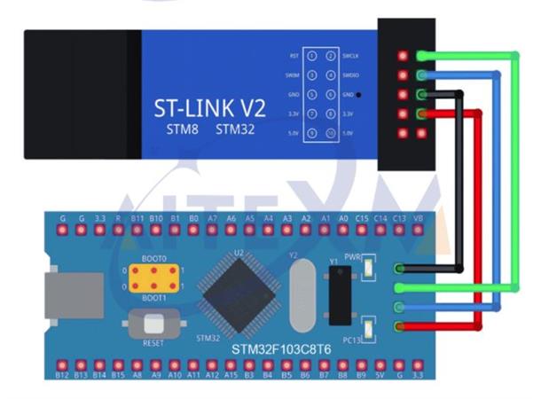 STLink V2 kompatibel programmerer For STM8 og STM32 mikrokontrollere, USB