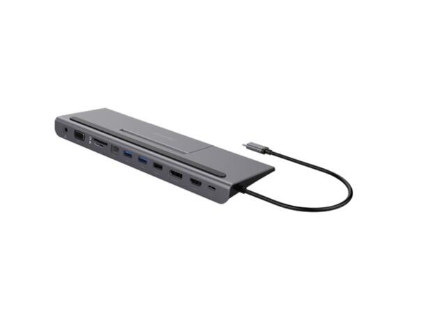 USB-C Dockingstasjon for Win/iOS/Android USB-C PD 85W, 4K@60Hz, DP, HDMI, LAN