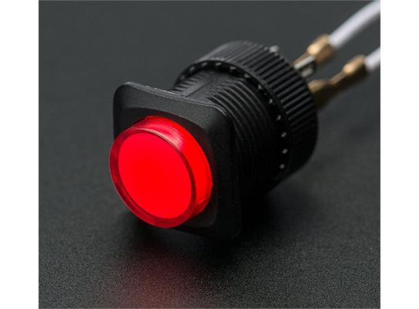 16mm opplyst trykknapp Rød - Låsende bryter ( PÅ/AV )