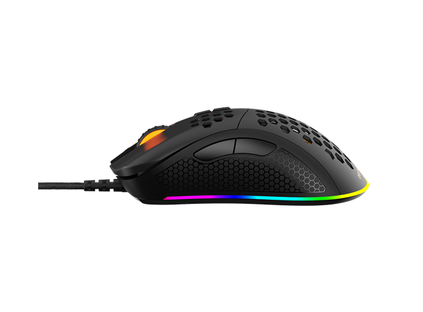 DELTACO GAMING DM210 Ultra-Light Mouse 6400 DPI, RGB, Gummi-grep på sidene