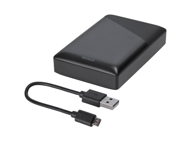 Deltaco PowerBank 10000mAh USB-C PD / QC 1x USB-A hurtiglading, 1x USB-C PD