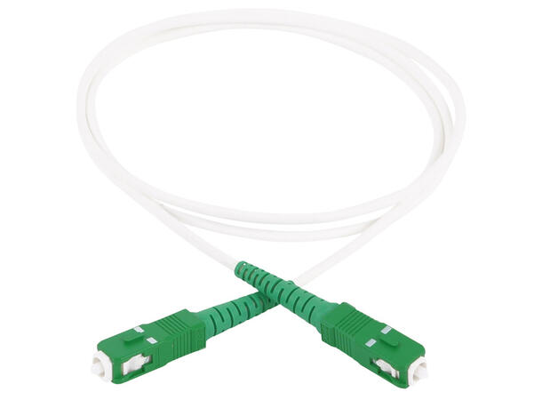 Fiberkabel SC/APC-SC/APC, Hvit, 12m 12m, "Abonnentsnor", 9/OS2, grønn plugg