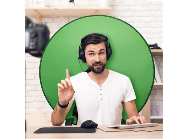 Green screen med oppheng til stol 110cm, bærepose, perfekt for streaming