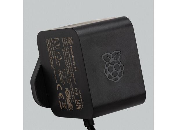 Raspberry Pi 5 27W USB-C PSU, Svart Offisiell Raspberry Pi 5 strømadapter US