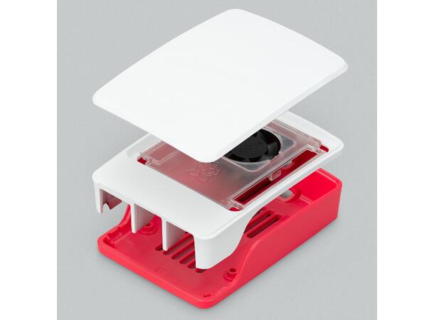 Raspberry Pi 5 kabinett - Rødt & hvitt inkludert vifte & heatsink