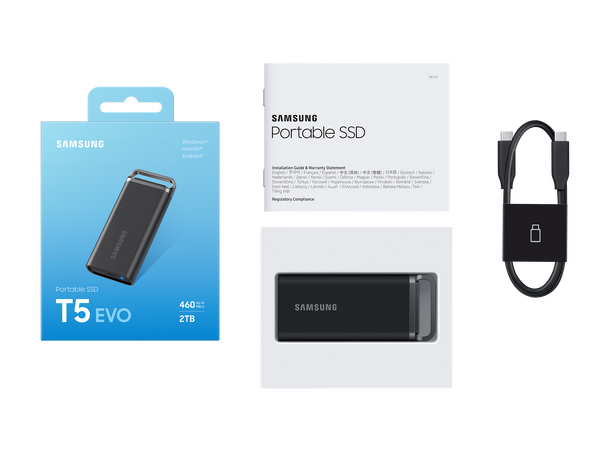 Samsung T5 Evo 2TB svart/grå USB-C (3.2 Gen.1) , up to 460MB/s
