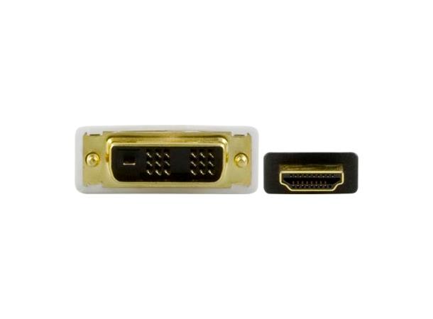 Skjermkabel HDMI - DVI-D (SL) M/M 2m 2m, ledere av rent kopper, svart/hvit