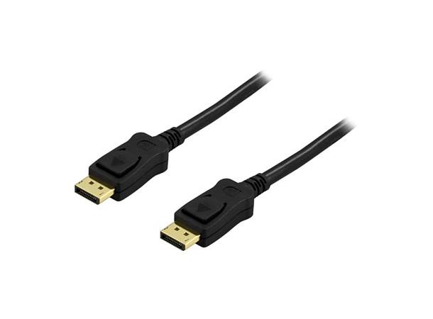 DisplayPort kabel, DP - DP, 2m 2m, DP versjon 1.2 - 4K@60Hz, sort