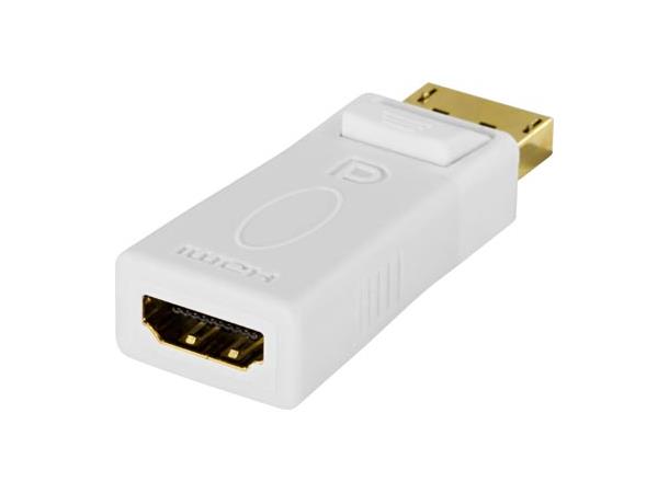 Adapter DisplayPort - HDMI (FullHD) MED LYD, DP male - HDMI female, Hvit