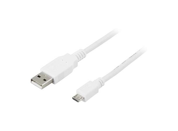 USB 2.0 kabel A - micro-B M/M 1m USB til Micro USB, hvit