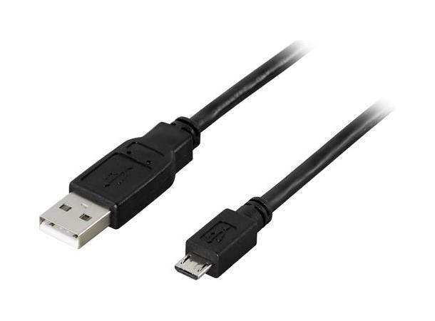 USB 2.0 kabel A - micro-B M/M 0,5m 0,5m, USB til Micro USB, sort
