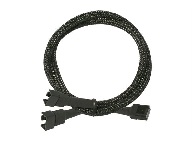 Strøm 2x forgrener 4-pins vifte (PWM) 30cm, sort strømpe