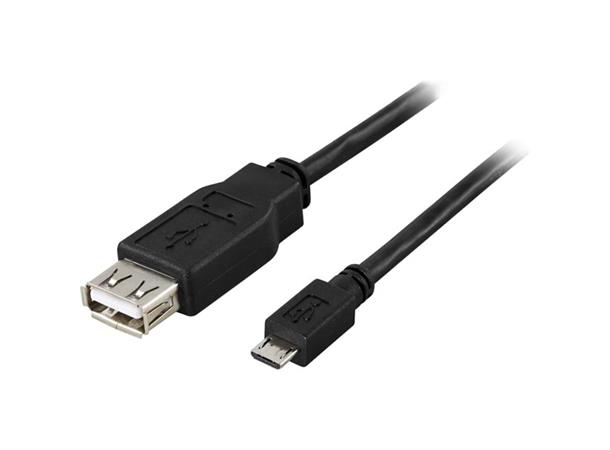 USB micro-B OTG-adapter (A hunn) Micro B hann - OTG (A hunn), 0,2m, svart