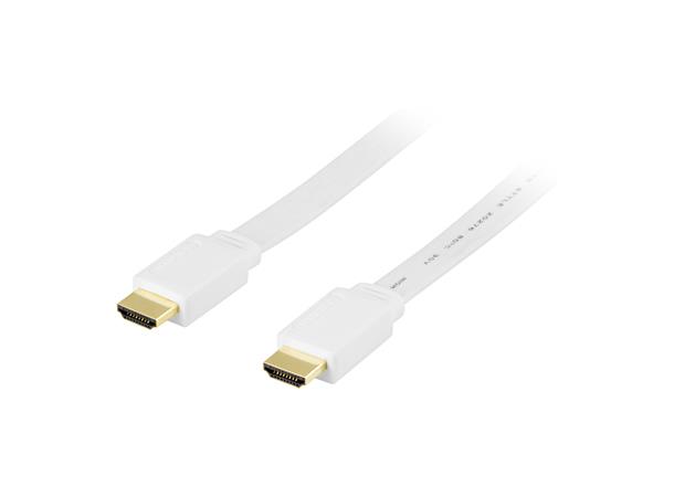 HDMI-kabel HDMI-HDMI 1,5 m flat 1,5m, hvit, flat, HDMI v1.4 (3D-støtte)