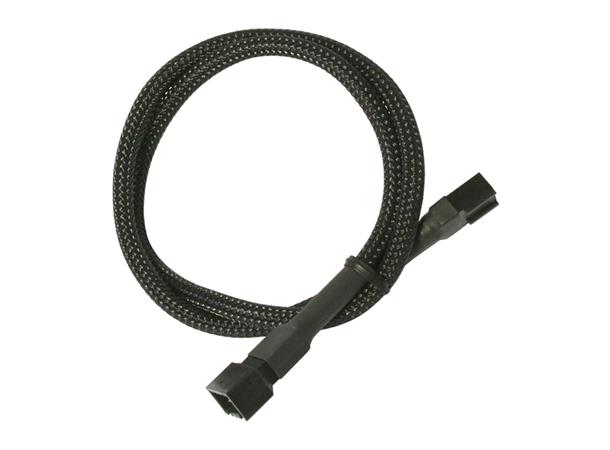 Strømkabel Forlenger 3-Pins (vifte) 28 cm, sort kabelstrømpe