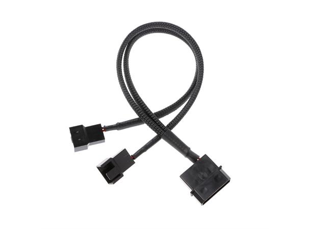 Strømkabel MOLEX til 2x 2-pin (Vifte) 30cm, sort individuelle strømkabler
