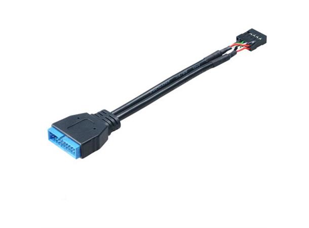 Akasa intern kabel USB3.0 til USB 2.0 IDC20 ha - IDC10 hu, 0,1m, svart