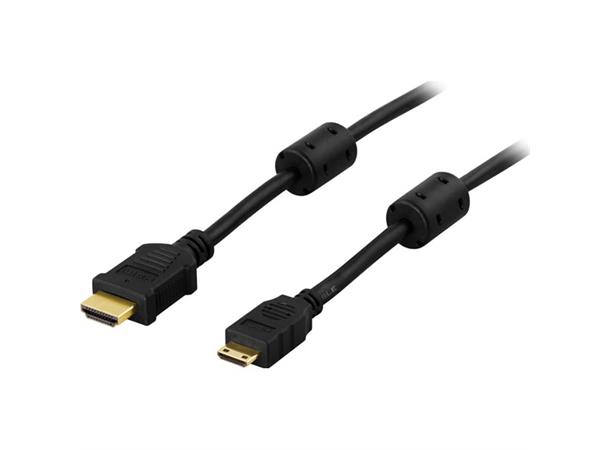 HDMI-kabel mini-HDMI-HDMI 2m 2m,Svart, v1.4 (3D-støtte), 4K, Ethernet
