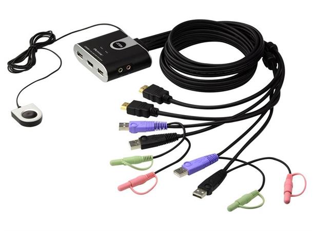 ATEN 2-Port USB HDMI KVM Switch Audio,Video Dynasync,Auto Switch,Remote