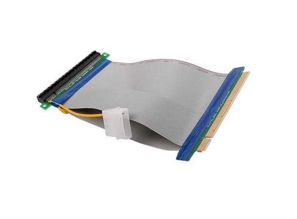 OEM Riser card PCI Express x16, 15 cm w/ molex power, DOUBLE FLEX RIBBON CABLE
