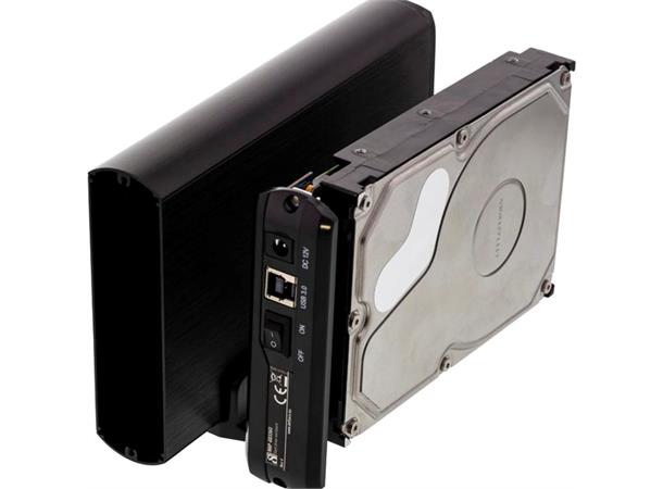 3,5" USB3.1-kabinett for 3,5" HDD SATA 3Gb/s, USB3.1 gen 1, alu, svart