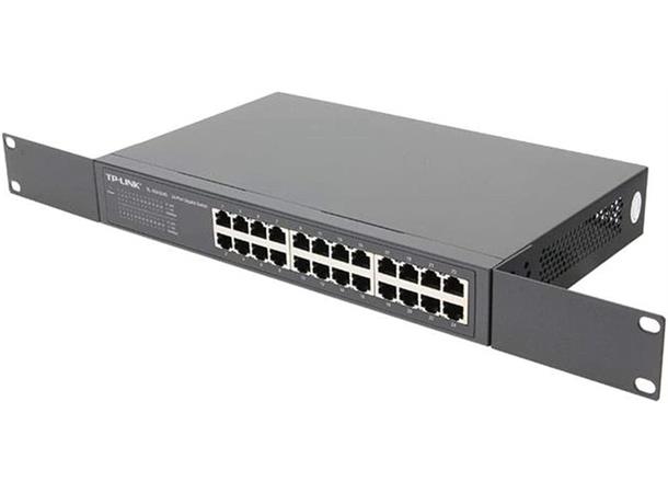 TP-LINK TL-SG1024D 24p Gigabit Switch 1U, Rackmonterbar (medfølgende vinkler)