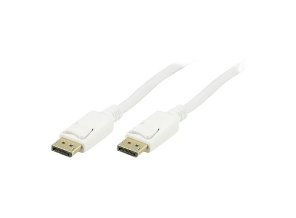 DisplayPort kabel, DP - DP, 2m 2m, DP versjon 1.2 - 4K@60Hz, hvit