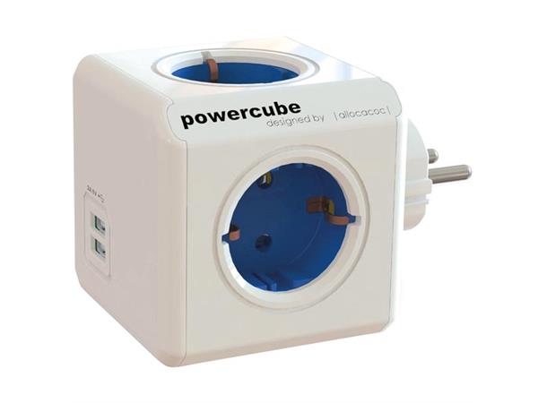 Allocacoc PowerCube Original USB Blå/hvi 4x-strømuttak (CEE7/4) & 2xUSB