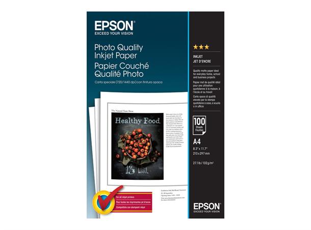 EPSON photo quality Inkjet paper A4 100 ark, 102 g/m²