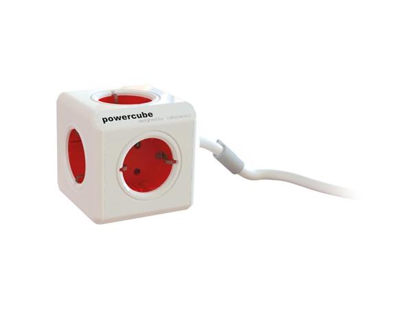 Allocacoc PowerCube Extended, Rød/hvit 5x strøm (CEE 7/4), Barnebeskyttelse